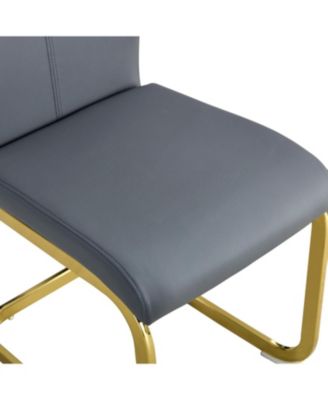 Modern Gray PU Leather Dining Chairs (Set of 2)