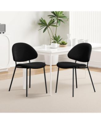 Boucle Dining Chairs - Set of 4 Black