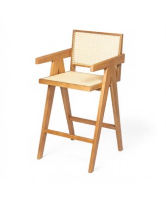 27" Cane Seat Bar Stool - Natural Wood