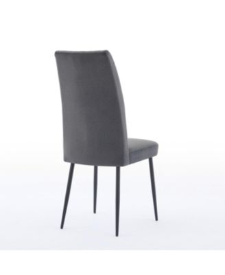 Dark Grey Velvet Dining Chairs - Set of 2, Adjustable Feet