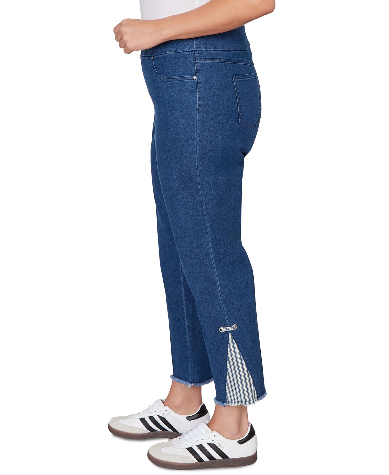 Plus Size Nautical Stripe Inset Slim Fit Jean