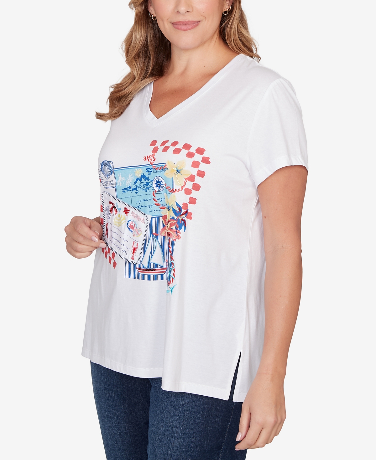 Ruby Rd. Plus Embellished Postcard Graphic T-Shirt