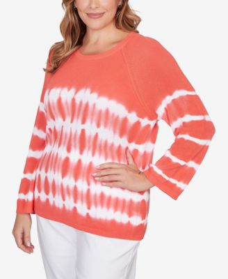 Plus Size Tie Dye Cotton Raglan Sweater
