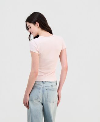 Juniors' Patchwork Flag Short-Sleeve T-Shirt