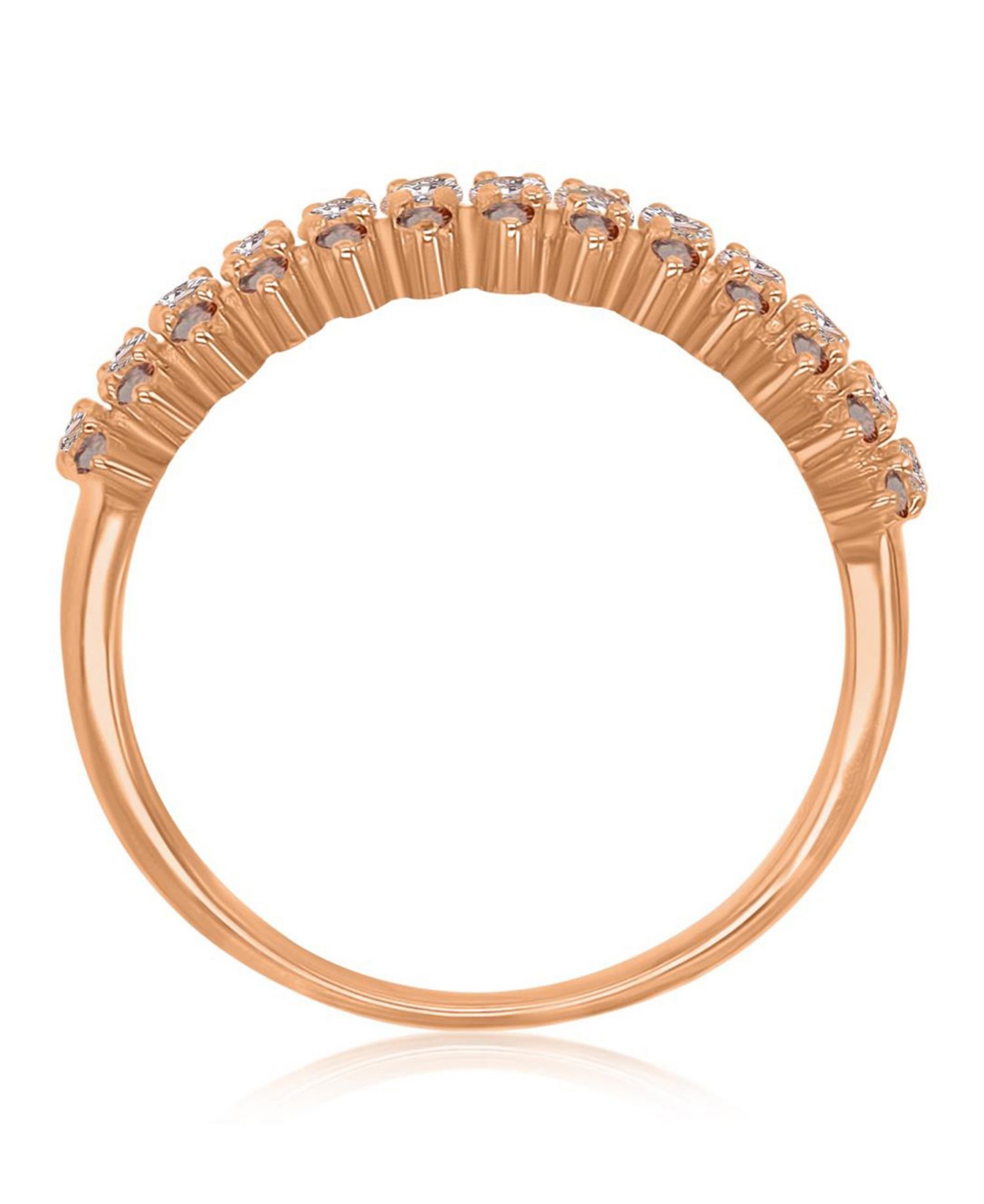 Coffee Cubic Zirconia (0.52 ct. t.w.) and Morganite (0.65 ct. t.w.) Spike Ring in 14k Rose Gold Over Sterling Silver