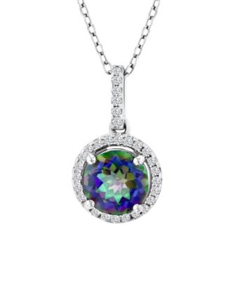 Diamond (0.15 ct. t.w.) and Mystic Green Halo Necklace