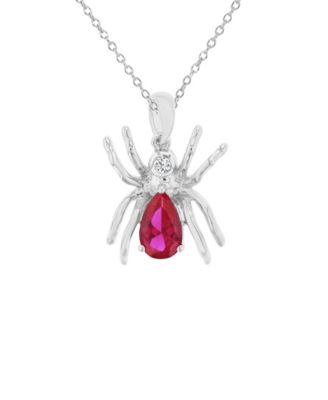 Ruby (1 ct. t.w.) & White Sapphire (0.05 ct. t.w.) Spider Necklace in Rhodium Over Sterling Silver