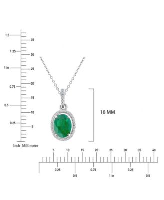 Emerald (0.76 ct. t.w.) & Diamond (0.105 ct. t.w.) Halo Necklace in 14K White Gold