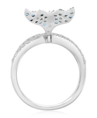 Blue Topaz (0.62 ct. t.w.) & Swiss Blue Topaz (0.63 ct. t.w.) Dolphin Tail Ring in Rhodium Over Sterling Silver