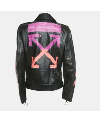 Women's Black Arrow Painted Leather Jacket