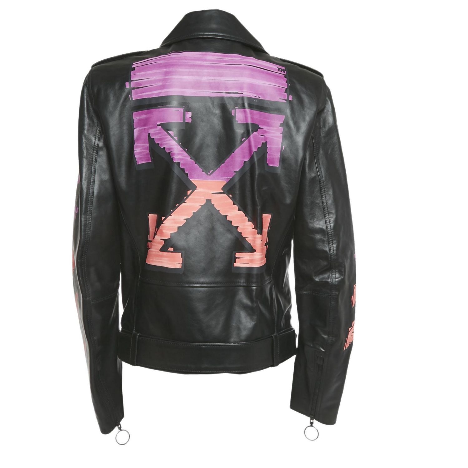 Women's Black Arrow Painted Leather Jacket