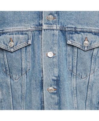 Women's Blue Logo Print Denim Oversized Jacket