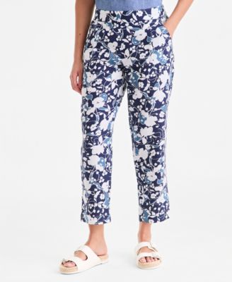 Women's 100% Linen Pleated-Front Tapered Pants