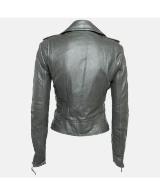 Women's Green Leather Biker Jacket