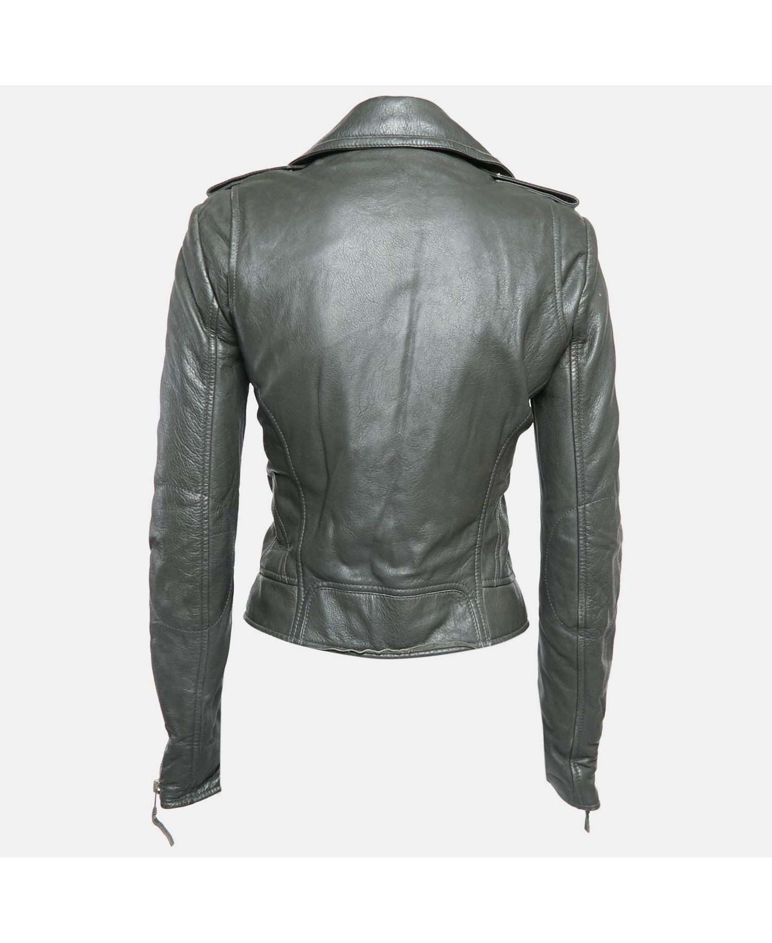 Women's Green Leather Biker Jacket
