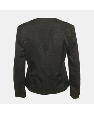 Women's Jeans Black Jacquard Button Front Jacket