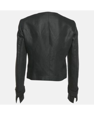 Women's Black Cotton Blend Button Front Jacket
