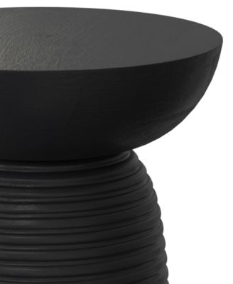 Boyd 13" Mango Wood Solid Ribbed Accent Table