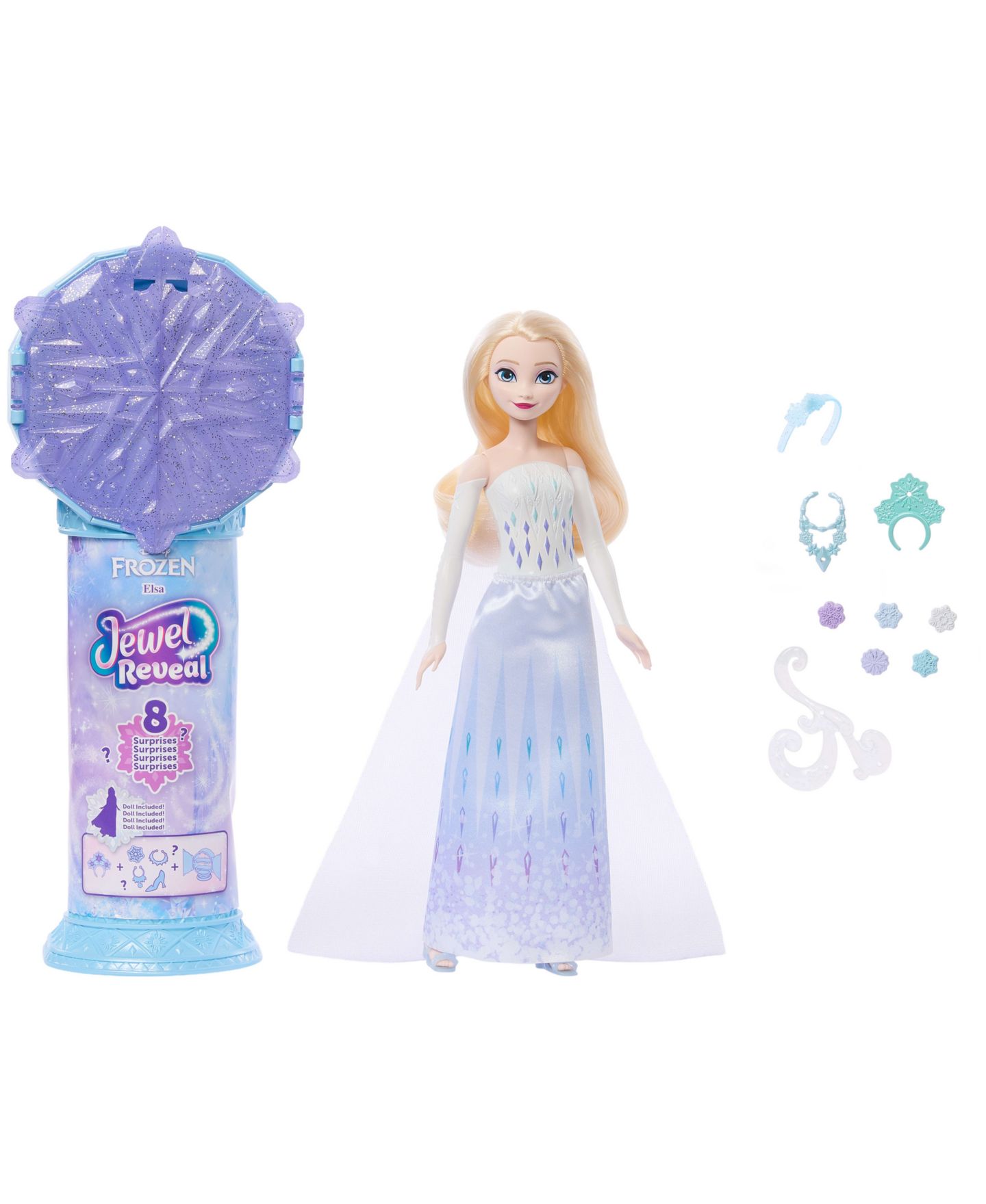 Детская кукла Disney Princess Elsa Jewel Reveal Surprise Fashion Doll, Ages 3+ — фото 5