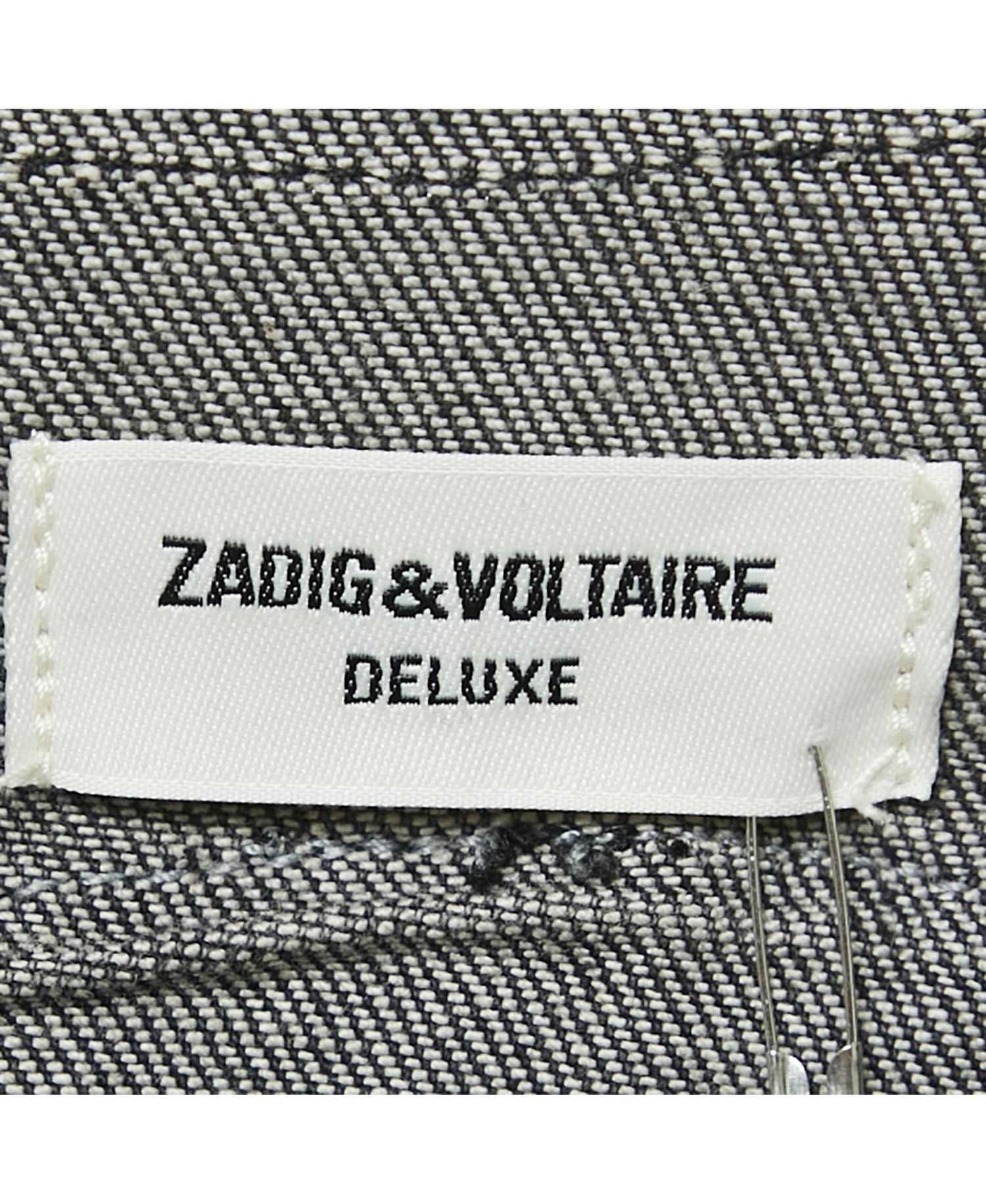 Women's Pre-Owned Zadig and Voltaire Grey Washed Denim Collar Neck Jacket
