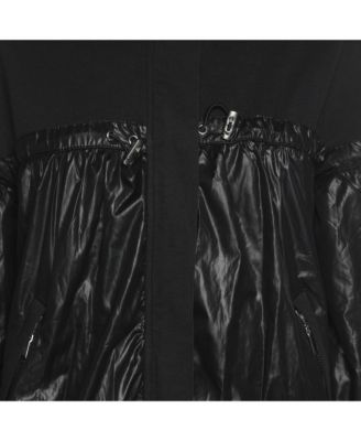 Women's Black Jersey Nylon Hoodie Jacket