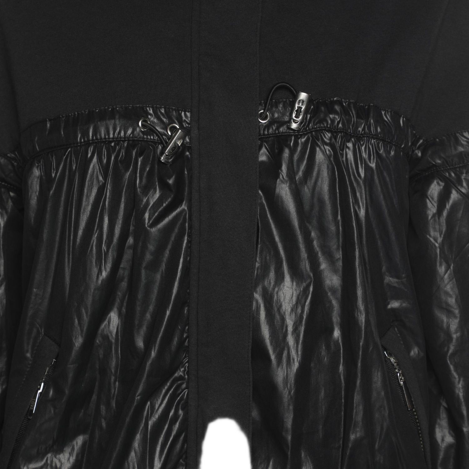 Women's Black Jersey Nylon Hoodie Jacket