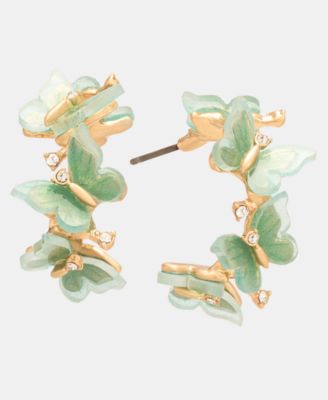 Colored Butterfly Hoop Earrings