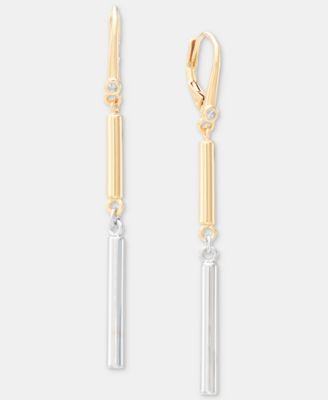 Two-Tone Bar Statement Double Drop Earrings