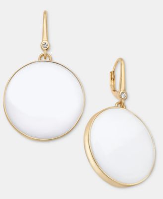 White Large Drama Inlay Drop Earrings 