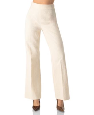Women's Wide-Leg Textured Trousers with Side Zipper