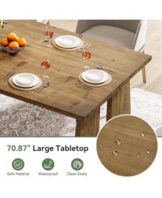 70.87" Dining Table for 6-8, Solid Wood Rectangle Kitchen Table with Heavy-Duty Legs, Modern Kitchen and Dining Room Furniture