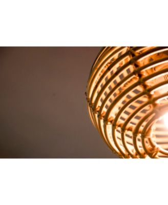 Handwoven Rattan Hanging Pendant Light, Pure Boho Round Ceiling Lantern with Chain for Living Room & Bedroom