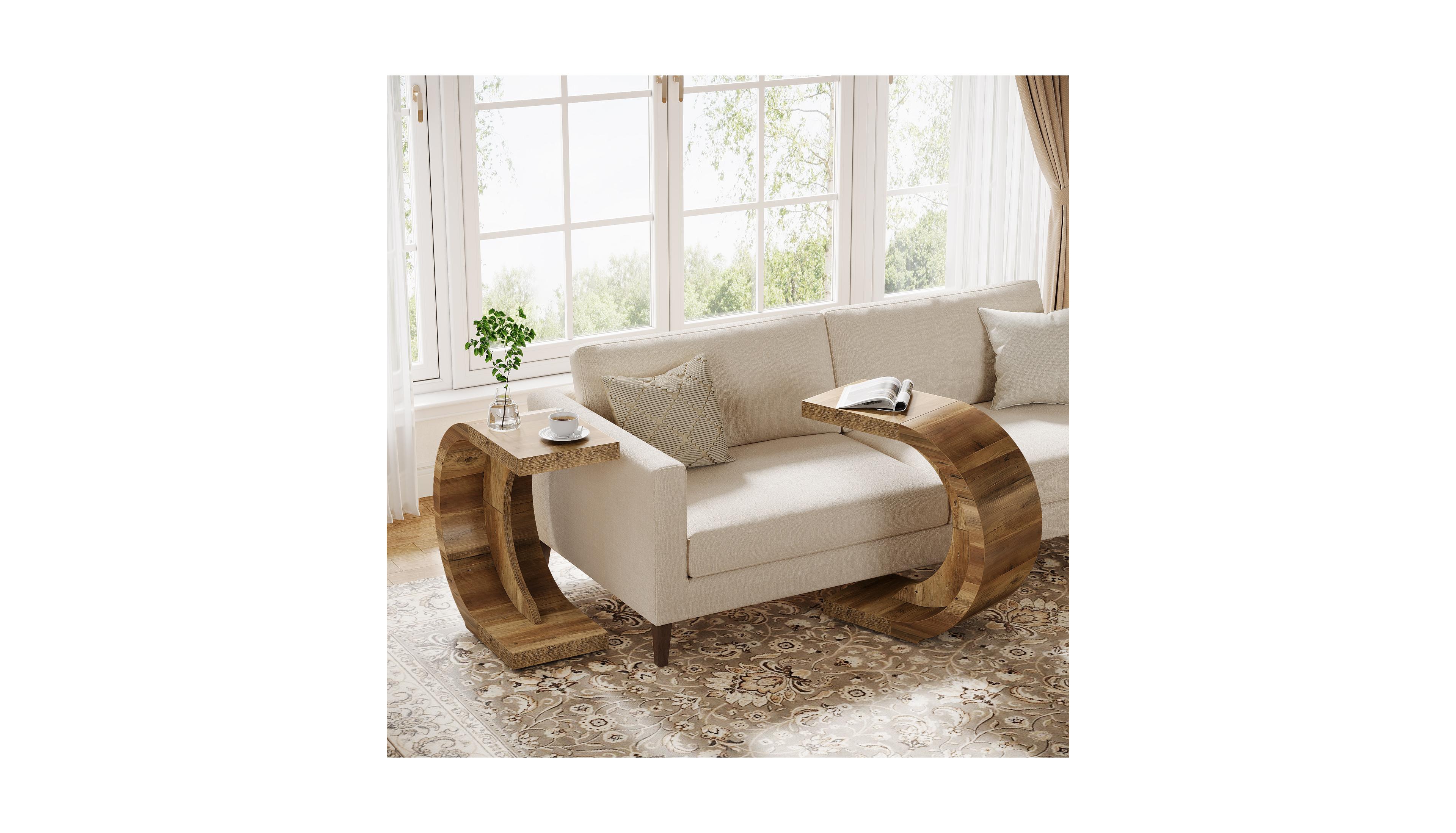 Tribesigns C-Shaped End Table Set of 2, Side Table for Couch Sofa Living Room Bedroom Small Space, Nightstand