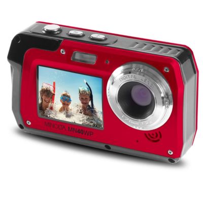 MN40WP 48MP QHD Dual LCD Screen Waterproof Camera, Red with accessory kit