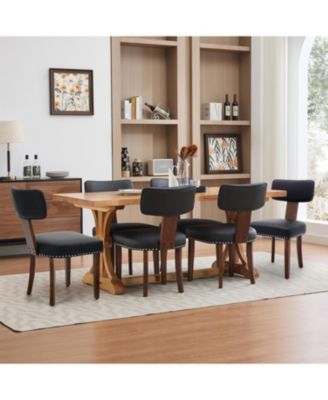 Dining Chairs Modern Leather Kitchen Chairs,Upholstered Side Chairs,Curved Backrest Dining Chairs with Hardwood Frame