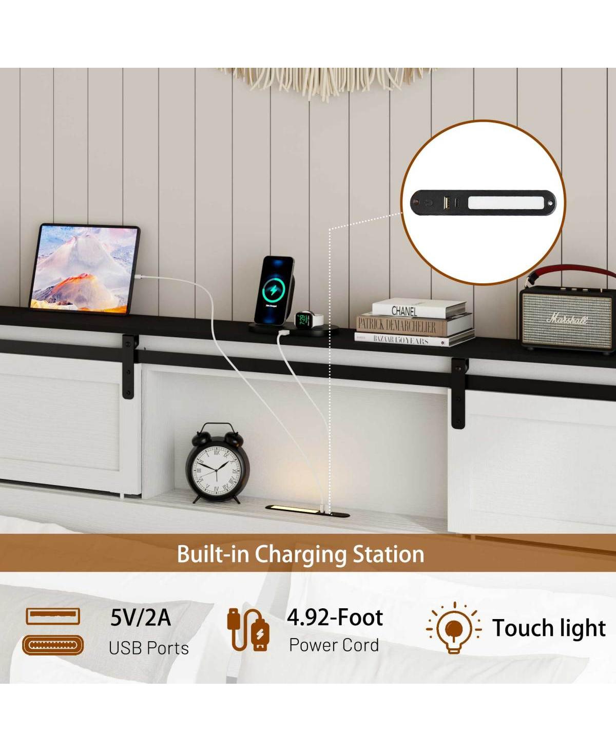 Streamdale Furniture Storage Headboard with 2 Usb Ports for Easy Charging & Access