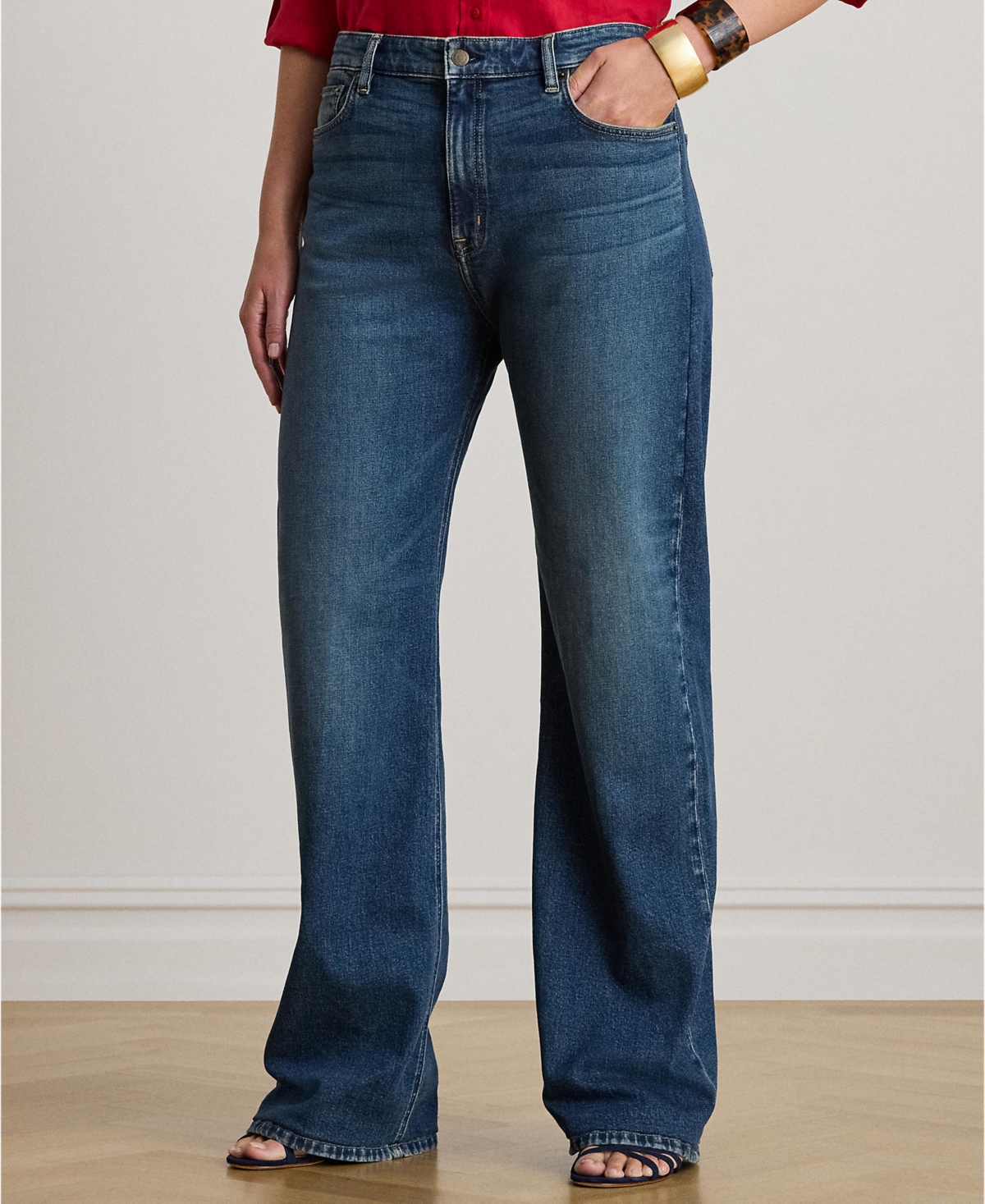 Lauren Ralph Plus High-Rise Straight Wide-Leg Jeans