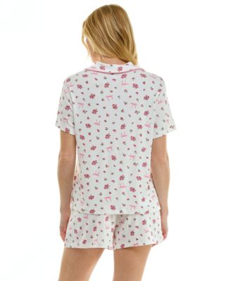 Women's Wonder Rib Notch Collar Top & Shorts, 2-Piece Set