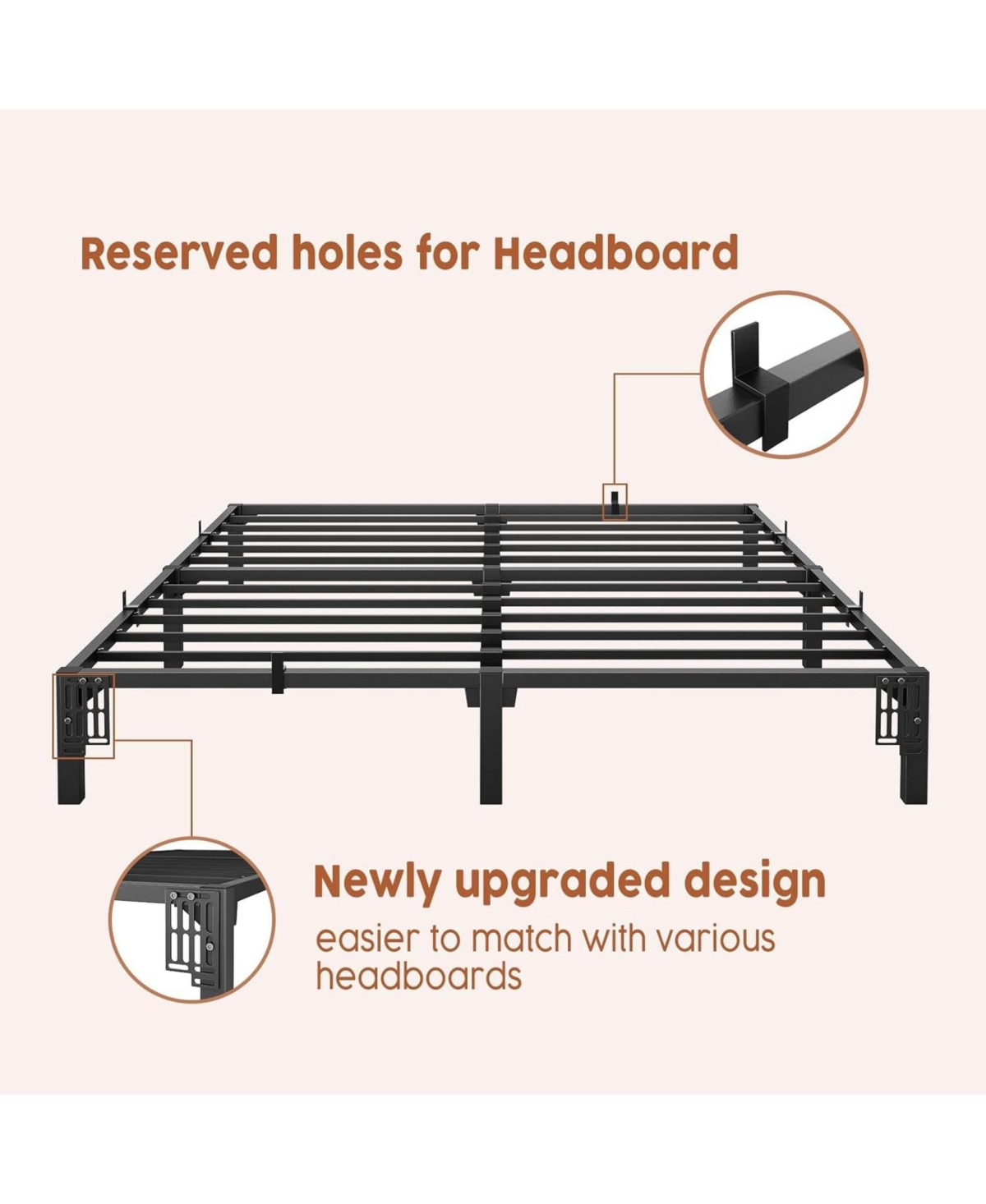 gaomon Bed Frame Queen Size, 8 Inch Metal Platform, No Screws Needed, No Box Spring Needed, Heavy Duty, 800 Lbs Capacity, Tool-Free Assembly