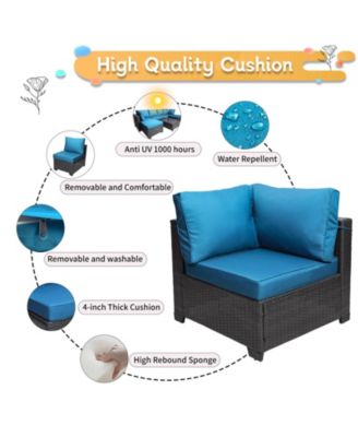 7 Piece PE Rattan Wicker Outdoor Garden Patio Furniture Set Cushioned Sofa and Coffee Table