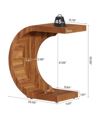 C-Shaped End Table Set of 2, Side Table for Couch Sofa Living Room Bedroom Small Space, Nightstand