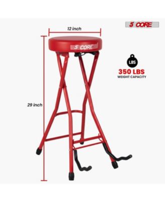 Guitar Stool 3.15" Padded Chair Foldable Heavy Duty Music Seat Built in Foot Rest Guitar Stand