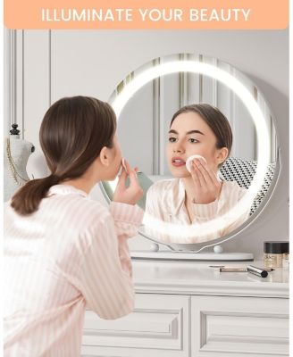 19 in Vanity Mirror with Led Lights, Large Round Makeup Mirror with Touch Control and 3 Color Lighting Modes