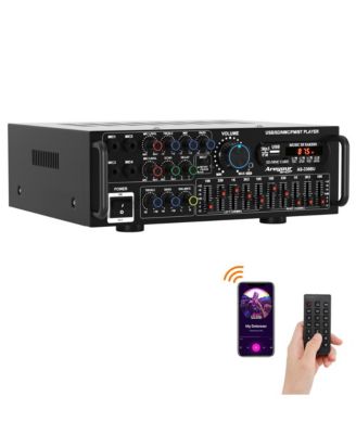 2000W Peak Hi-Fi Stereo Amplifier with Karaoke Mixer & EQ, Bluetooth 5.0, USB/SD Input, FM Radio