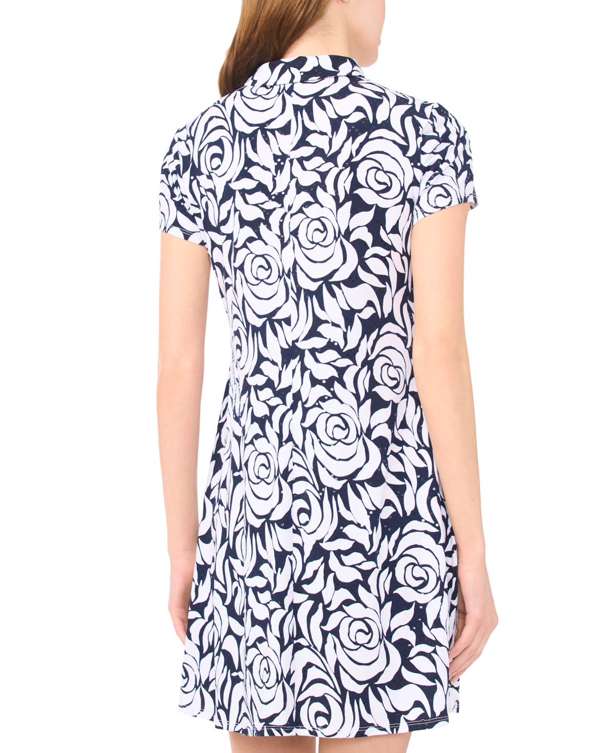 Msk Petite Zip-Front Beaded Collared Neck Short Dress