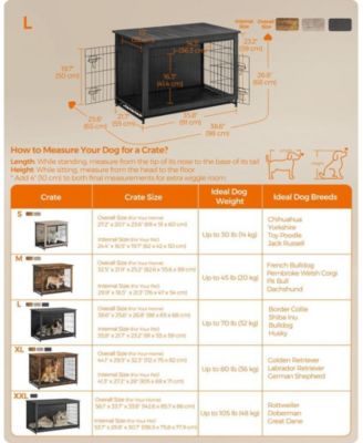 Indoor Dog Crate Furniture with Double Doors, Reversible Side Door, Removable Tray, Top Holds 154 lb