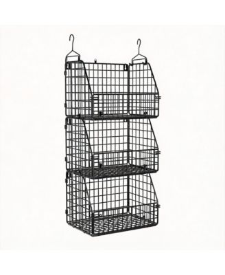 3-Pack Stackable Wire Baskets for Kitchen, Closet, Pantry