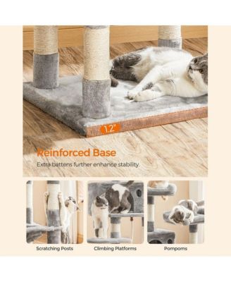 56.3-Inch Cat Tree with Scratching Posts, Hammock, Padded Perches, Cat Condo, Anti-Tip Kit