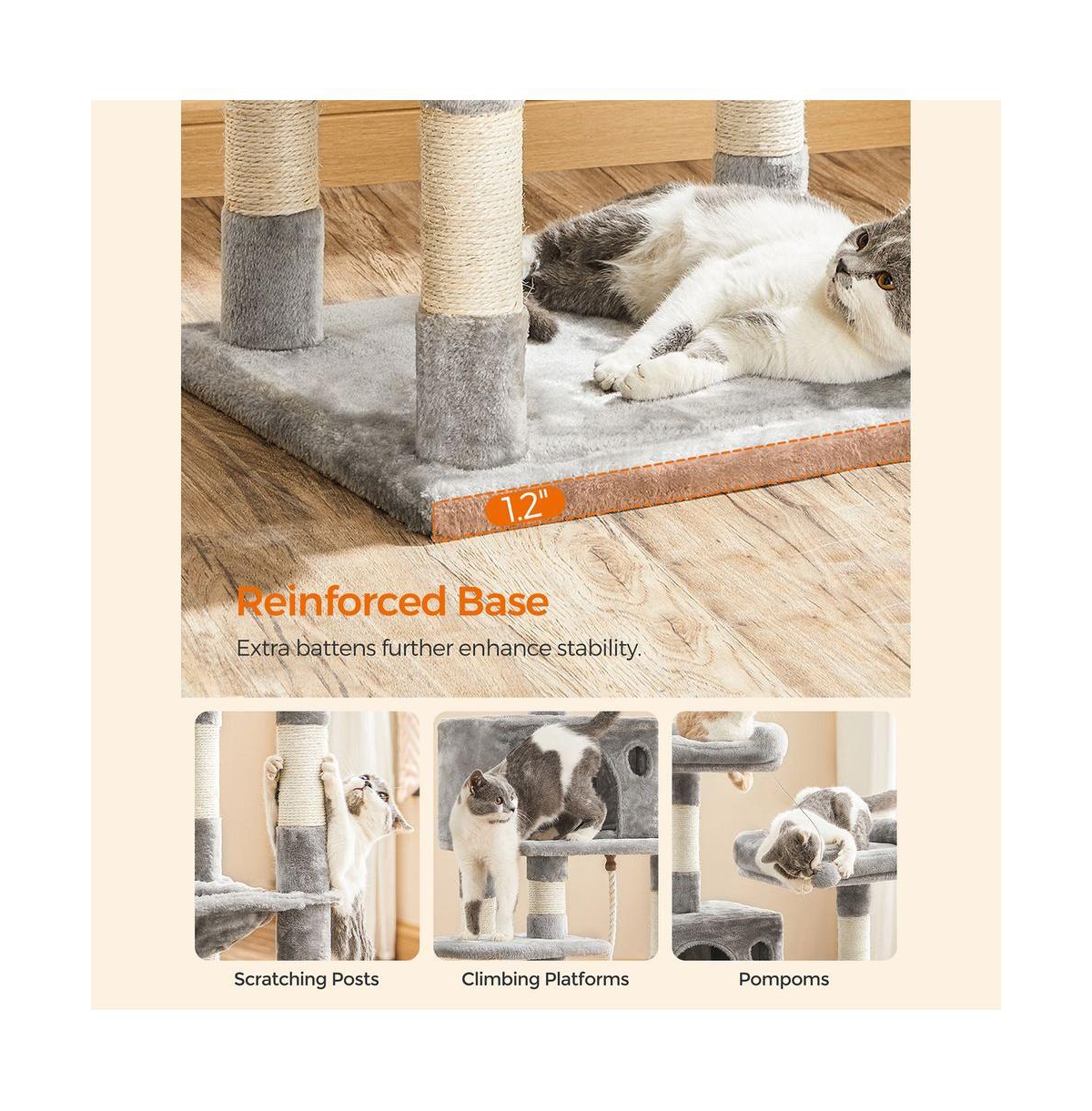 Cozito 56.3-Inch Cat Tree with Scratching Posts, Hammock, Padded Perches, Cat Condo, Anti-Tip Kit