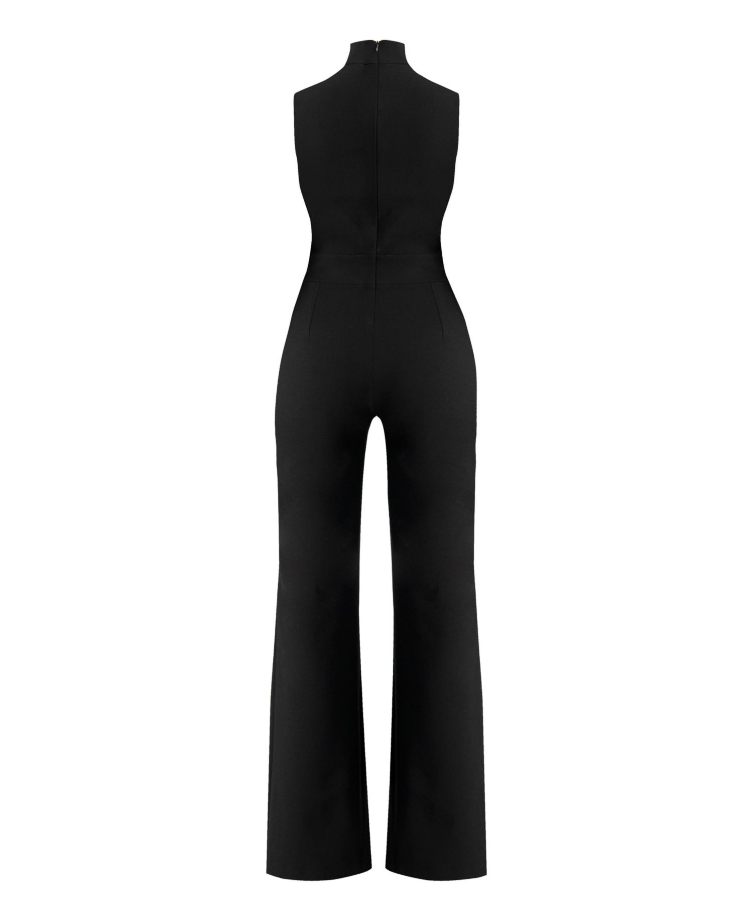 Women's High-Neck Jumpsuit with See-Though Neckline